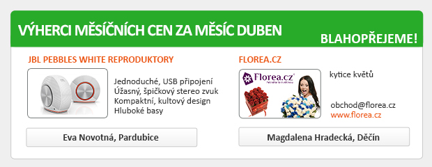 VÝHERCI MĚSÍČNÍCH CEN ZA MĚSÍC DUBEN